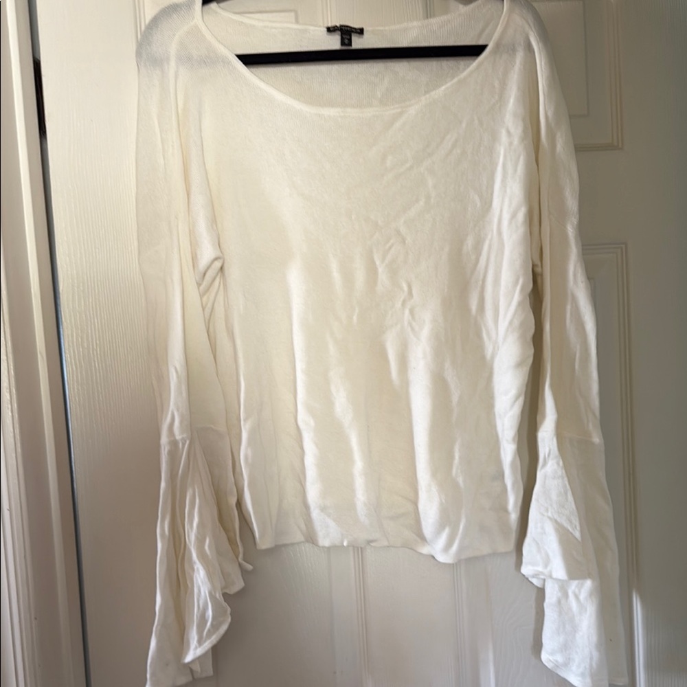 Express White Bell-Sleeve Long Sleeve Top